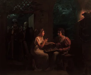 Ferdinand a Miranda hrají šachovou partii, 1822.