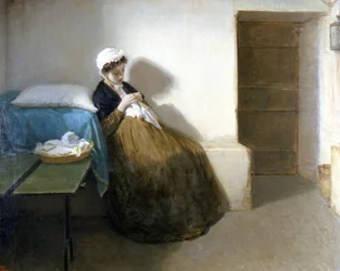 Neapolská republika 1799 (Parthenopská republika): “” Luisa Sanfelice ve vězení”” Obraz Gioacchino Toma (1836-1893) 1874 Rozměr 63 x 79 cm, Capodimonte Museum