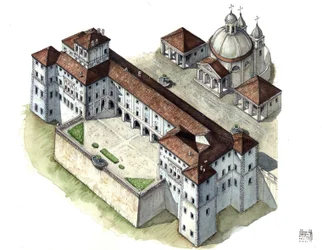 Barokní umění: pohled na palác Chigi a Ariccia v Laziu v 17. století. Itálie