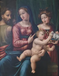 Madona s dítětem, svatý Jan Křtitel a svatá Anežka, kolem roku 1530 (tempera na plátně)