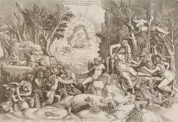 Cephalus truchlí Prokrise (podle kresby Giulio Romano, viz obrázek číslo 27883)