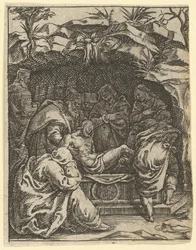The Virgin of Sorrows: The Entombment, jeden z devíti okolních oddílů z Vi..., od roku 1575.
