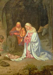 Klanění pastýřů, detail Svaté rodiny, kolem 1510 (panel) (detail 68685)