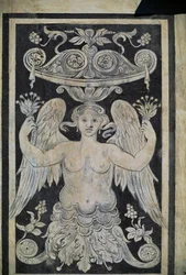 Alegorická postava od Giorgia Vasariho, Tommasa Battisty del Verrocchio a Alessandra Forzoriho, Palazzo dei Cavalieri nebo Palazzo della Carovana, Piazza dei Cavalieri, Pisa, Toskánsko, Itálie