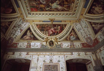 Detail pokoje Lorenza il Magnifica představující jeho návštěvu v Neapoli (freska