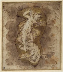 Kresba andělů na klenbě svatého Michala, asi 1511-74 (pero, tuš a wash)