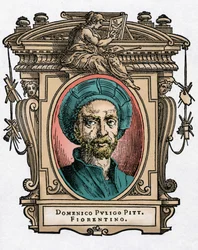 Portrét Domenica PULIGA [1492-1527] italský malíř. Rytina lahůdky „Životy nejznamenitějších malířů, sochařů a architektů“ (Le Vite de