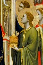 Anděl s obětí, z Madony di Ognissanti, kolem roku 1310 (tempera na desce)