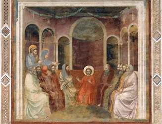 Ježíš v chrámu mezi lékaři, Detail ze života a umučení Krista, Giotto