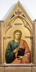 St John Evangelist, detail z Badia Polyptych, cca 1300, od Giotta (1267-1337), tempera na panelu, 91x334 cm
