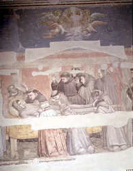 Smrt sv. Františka, detail már, z kaple Bardi (freska) (viz také 63380, 63329, 99676)
