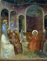 Ježíš v chrámu mezi lékaři, Detail ze života a umučení Krista, od Giotta