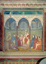 Svatý František káže kázání papeži Honoriovi III., 1297-99