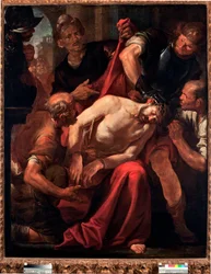 Posmívání Kristu (Ježíš vysmívaný vojáky), obraz Gioacchina Assereta (1600-1649), 17. století, Janov, Musei di Strada Nuova
