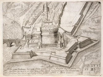 Hadriánova hrobka, z knihy Cosmo Medici Duci florentinor, vydané roku 1569.