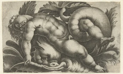 Spící putto na delfína Putti o mořských tvorech (název série)