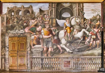 Alexandr Veliký zkrocení Bucefalus 1519 (freska)