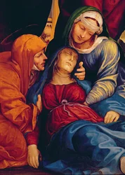 Detail Deposition (oltářní obraz) zobrazující Madonnu omdlévající