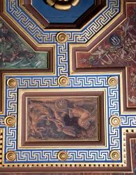 Sala delle Nozze di Alessandro e Rossana Síň svatby Alexandra Velikého 356-323 př.nl a Roxanne detail výzdoby stropu, freska kolem roku 1513