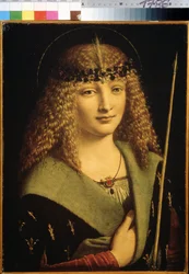 ""Portrét mládí jako svatý Sebastian" (Portrét mládí jako svatý Sebastian) Malba Giovanni Antonia Boltraffia (Beltraffio) (1467-1516) cca 1500 Puškinovo muzeum, Moskva