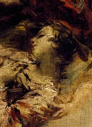 Tobiáš požehnaný andělem, detail z Tobiášovy svatby, pravá část