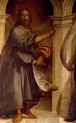 Izajáš, detail z Proroků, freska, kostel sv. Františka, kaple sv. Anny, Cortemaggiore, Itálie
