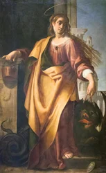 Svatá Marta a zkrocený drak (olej na desce)