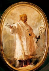 San Carlo Borromeo in gloria Zastoupení Karla Boromejského (1538-1584) italský prelát ve slávě. Obraz Giovan (Giovanni) Battista Crespi dit Il Cerano (kolem 1575-1632) Milán, katedrála Duomo, sakristie sever