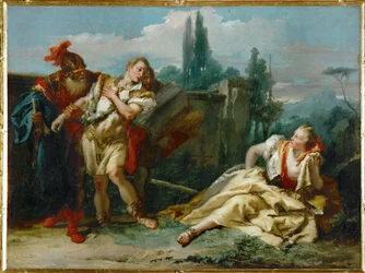 Rinaldo opouští Armidu. Z básně Torquata Tassa (malba na plátně)