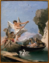 Let v Egyptě - obraz Giambattisty Tiepola (1696-1770), olej na plátně