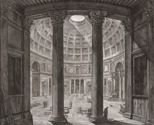 Interiér Pantheonu, Řím, Itálie. Piranesi.