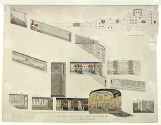 Část hrobky Psammuthise v Thébách, kterou objevil a otevřel Belzoni v roce 1818