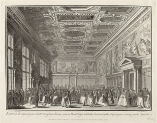 Přijetí dóžetem zahraničních velvyslanců v Sala del Collegio, 17631766.