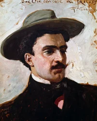 Portrét Trilussa, anagramatický pseudonym Carlo Alberto Camillo Mariano Salustri (Řím