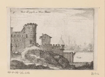 Bouwwerken te Rome, nabij de Porta del Popolo Z lidí Mano Manco (titul na předmětu) Gezichten op Rome (název série) Některé pohledy a perspektivy neobydlených míst v Římě (název série)