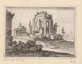 Resten van de Tempel van Minerva Medica v krajině Chrám Minervy Medica di la da S.ta Bibiana (název na objektu) Gezichten op Rome (název série) Některé pohledy a perspektivy neobydlených míst v Římě (název série)