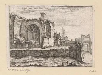 Resten van de Tempel van Venus en Roma te Rome Za Santa Maria Nova (název na objektu) Gezichten op Rome (název série) Některé pohledy a perspektivy neobydlených míst v Římě (název série)