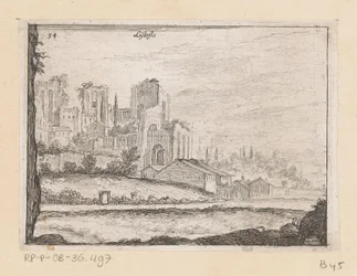 Ruines van Palazzo Maggiore te Rome Listesso (název na objektu) Gezichten op Rome (název série) Některé pohledy a perspektivy neobydlených míst v Římě (název série)