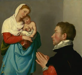 Pán v adoraci před Madonou, kolem roku 1560 (olej na plátně)