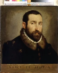 Portrét muže. Portrét muže. Obraz Giovan Battista Moroni (1520/25-1578), kolem 1560. Italské umění, renesance. Olej na plátně. Muzeum Ermitáž, Petrohrad