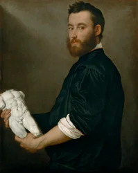 "" Portrét sochaře Alessandra Vittoria (1525-1608) "" (Sochař Alessandro Vittoria (1525-1608)) Malba Giovana Battisty Moroniho (1520 / 25-1578) - cca 1552-1553 - O Diil 23 5x64, 6 cm Uměleckohistorické muzeum, Vídeň