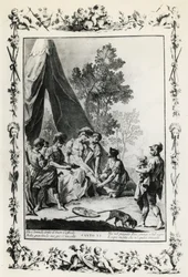 Jerusalem Delivered, ilustrace zpěvu XI Giovanni Battista Piazzetta (1683-1754) pro báseň Torquata Tassa (1544-1595), vydání vydané v Benátkách v roce 1745, Itálie