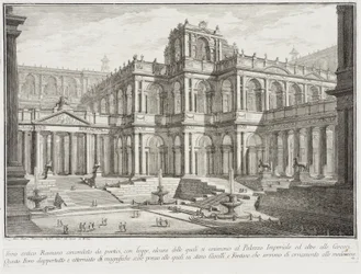 Starověké fórum obklopené sloupovími, kolem roku 1743