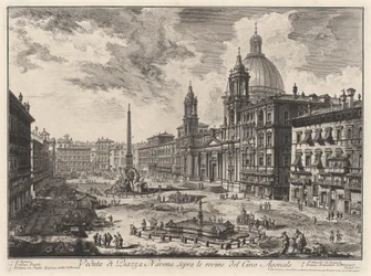 Pohled na Piazza Navona s ruinami Domitianova stadionu (z: Vedute di Roma)