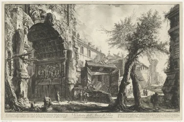 Boog van Titus te Rome Pohled na Titův oblouk (název na objektu) Gezichten op Rome (název série) Pohledy na Řím navržený a vyrytý architektem Giambattista Piranesi Ve (nez) iano (název série)