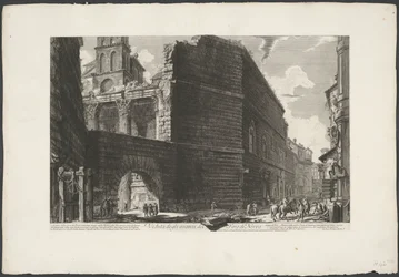Forum van Augustus te Rome Pohled na zbytky fóra Nerva (název na objektu) Gezichten op Rome (název série) Pohledy na Řím navržený a vyrytý architektem Giambattista Piranesi Ve (nez) iano (název série)