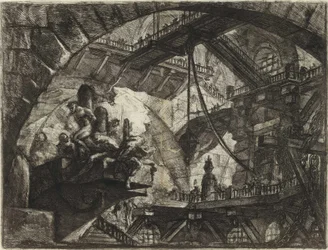 Ze série Imaginární vězení (The Prisons of Invention) od Piranesi, Giovanni Battista (1720-1778). Mědirytina, ca 1761, soukromá sbírka
