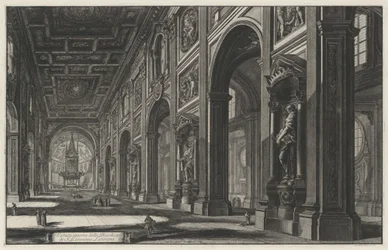 Pohled do interiéru baziliky San Giovanni in Laterano (z: Vedute di Roma)