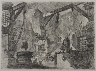 Invenzioni Capric di Carceri; Hind 13, First State of Three, cca 1749 (lept na položený papír)