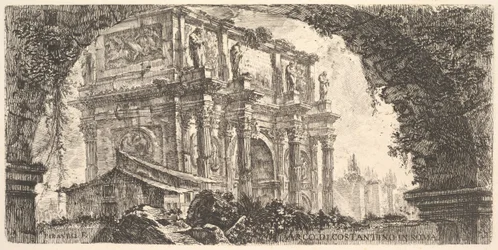 Deska 9: Konstantinův oblouk v Římě Konstantinův oblouk v Římě, ca. 1748.